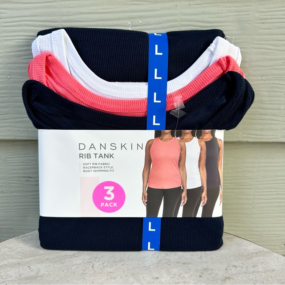 Women’s Danskin Rib Tank Top Set NWT 3 Pack Large